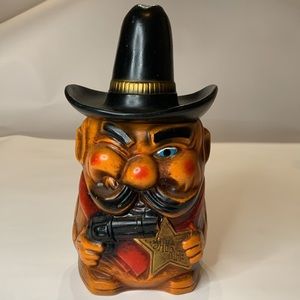 Vintage Sheriff Cookie Jar made in Japan vintage blue eyed cowboy jar